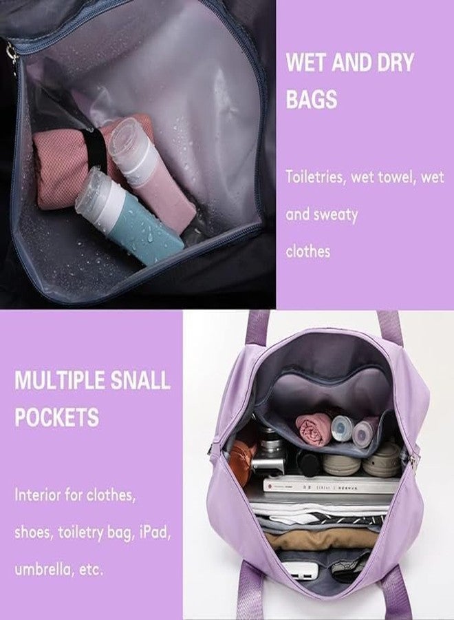 REENTA Waterproof Expandable Travel Duffel Bag - Lightweight, Foldable Weekender Tote for Women - Large Capacity for Travel & Gym (Purple) - Image 3